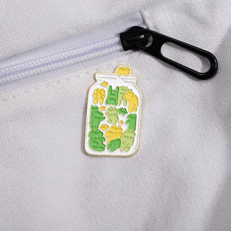 Jar Frog Fun Brooch Adorable Candy Cup Design Distinctive Metal Pin Accessory Everyone For