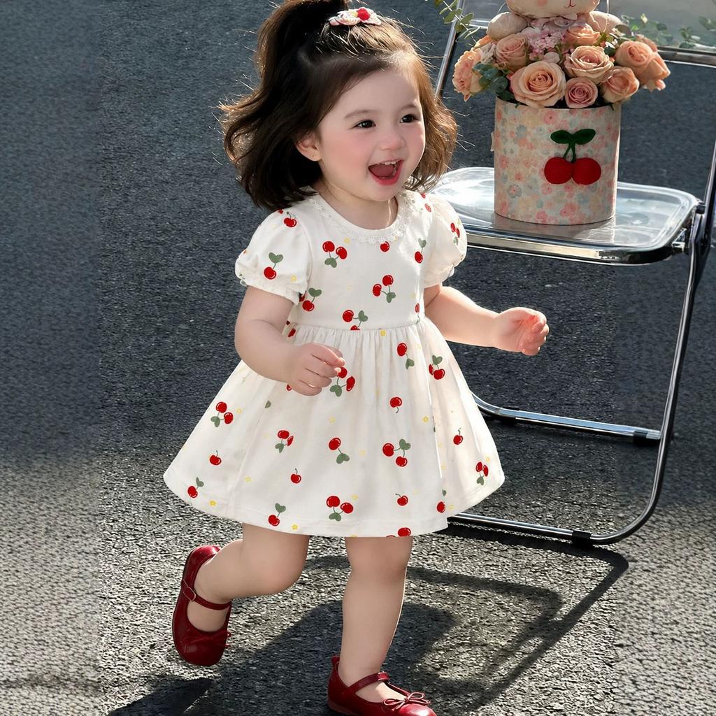 Girls Summer Cotton Floral Dress Lightweight Princess for Toddlers