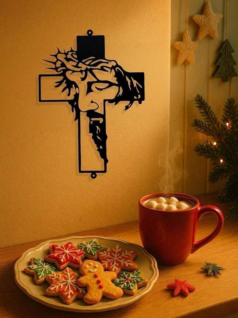 Rustic Metal Wall Cross Art Vintage Farmhouse Decor Indoor Outdoor Christian Spiritual Gift Holiday Home Accent