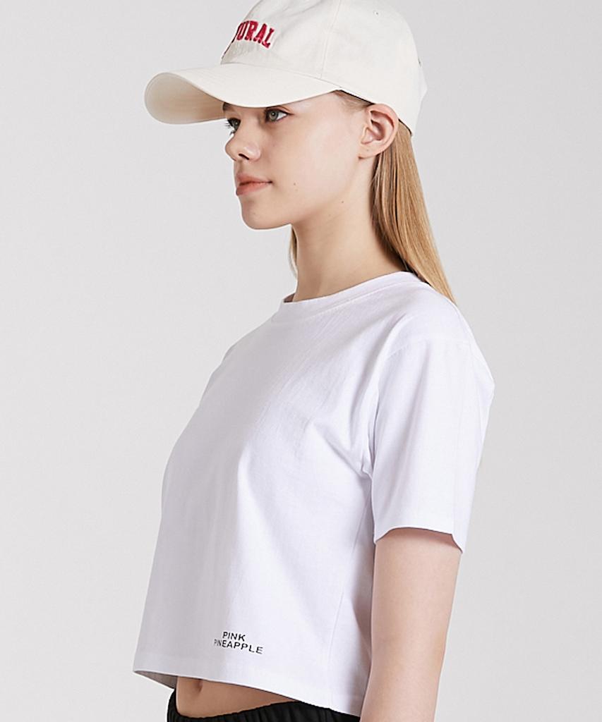 PINK PINEAPPLE Basic Cropped T-Shirt_White