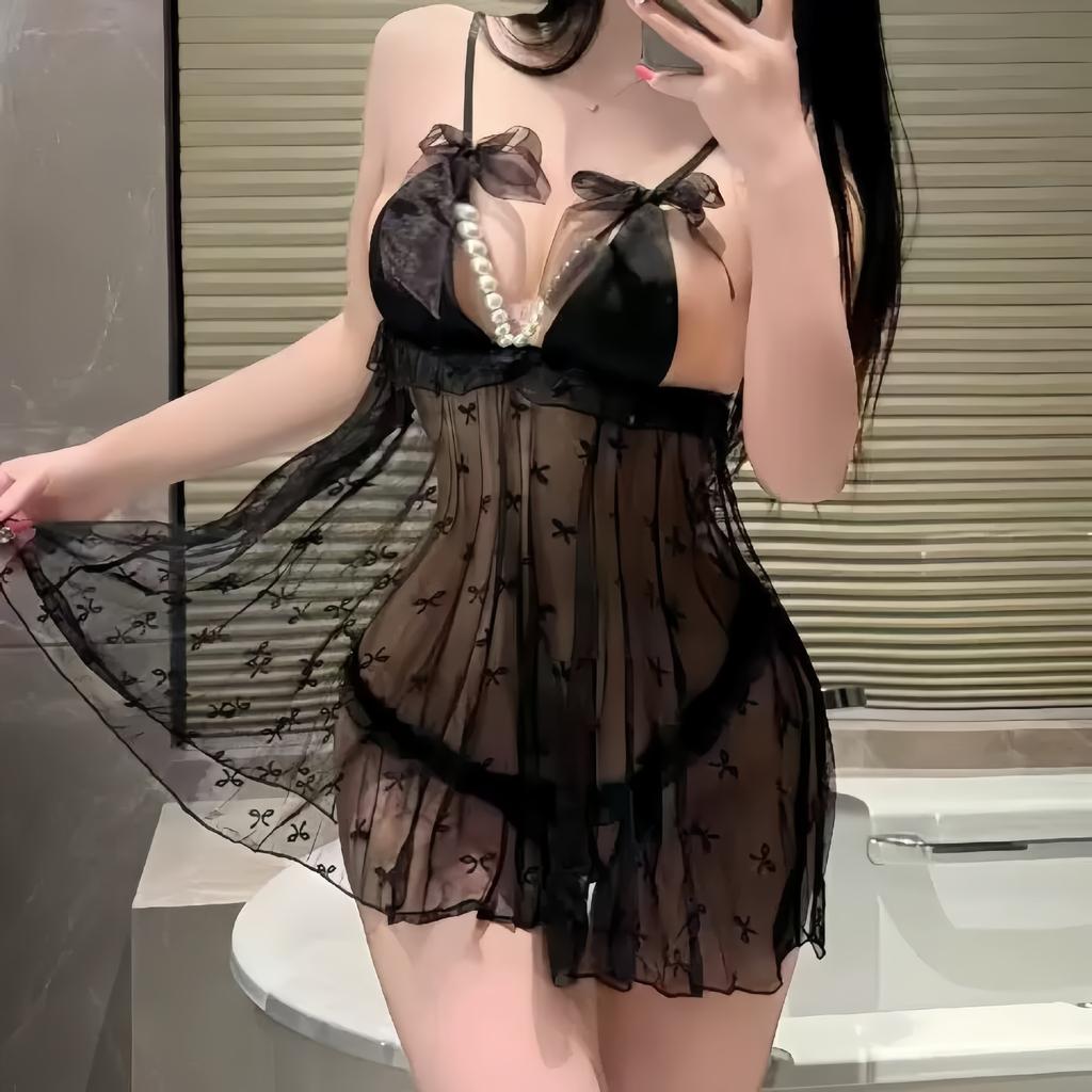 Sex Clothes Exposed Pearl Suspenders Open Crotch Transparent Sexy Free Couple Flirting Robe