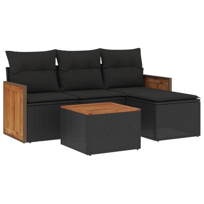 VidaXL Garden Lounge Set with Cushions 5 Pcs, Patio Sofas, Patio Furniture Set, Outdoor Furniture, Black 3227588