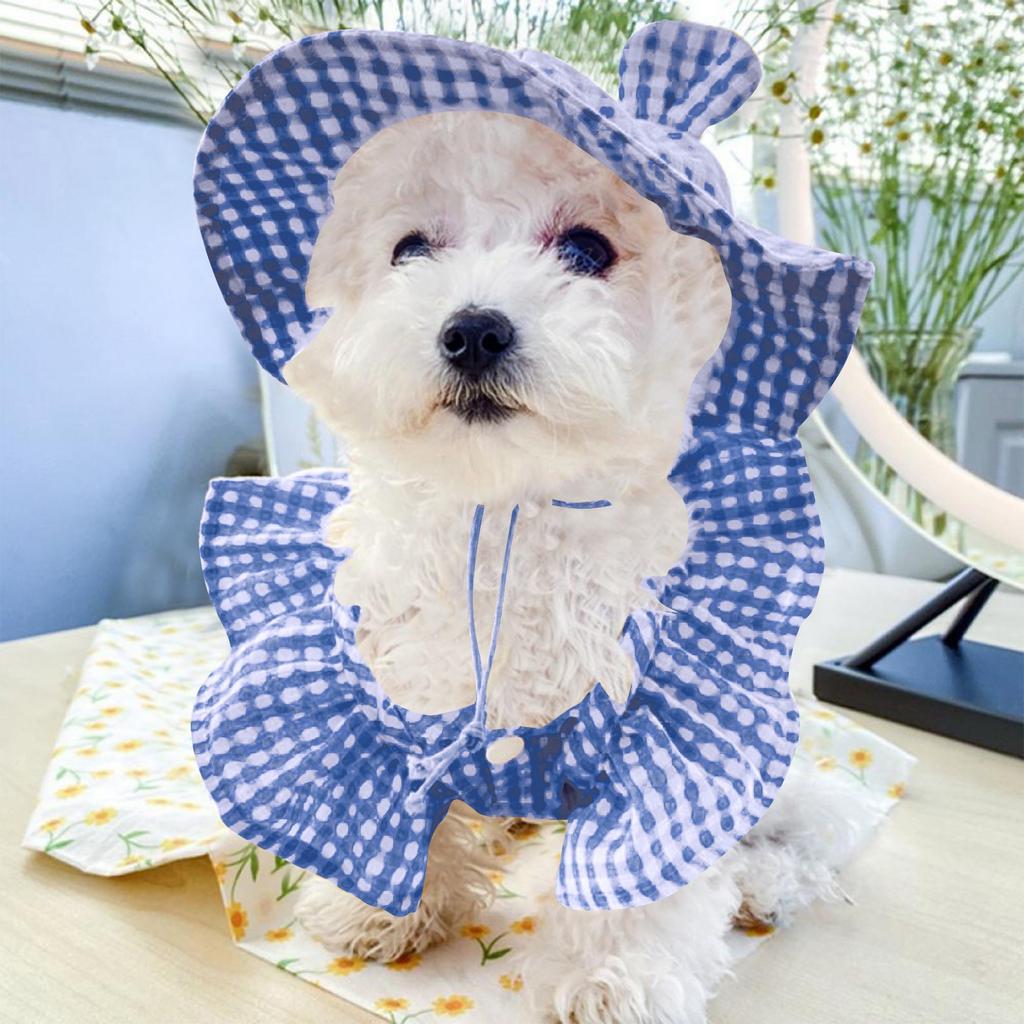Plaid Pet Dog Hat Cute Sun Dog Hat Sun Hat Dog Sun Hat With Rope Adjustment