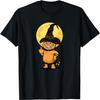 Halloween Katze mit Hexenhut Mittelfinger Lustiges T-Shirt