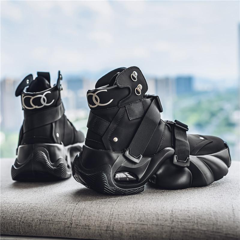 

Kanye coconut shoes boys trendy leather white high-top dad shoes short high-soled hip-hop men s shoes sports boots 44 чорний