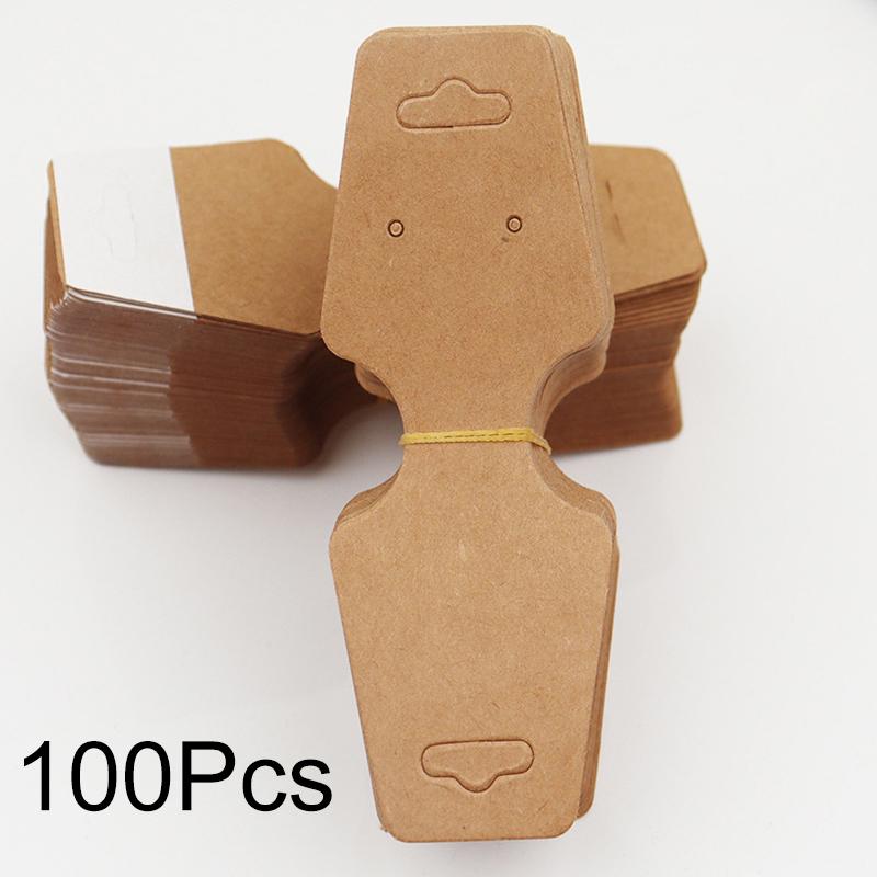 100Pcs/Pack Necklace Display Merchandise Price Blank Jewelry Card Rectangular Packaging Card DIY Paper Price Label Tags Earrings