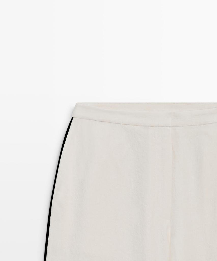 Masimodutti Contrast Trimmed Linen Pants