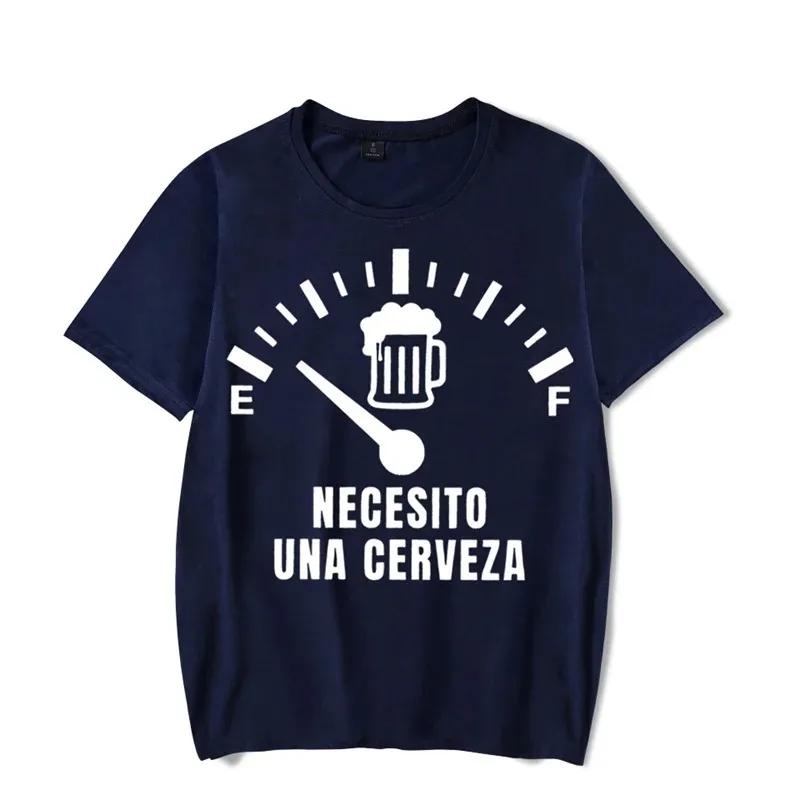 Men's Street T-shirt Necesito Una Cerveza Print Tops Tees Summer T Shirt Oversized Tee Shirt for Men Tshirt Clothing Unisex Tops