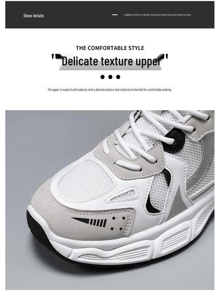 Spring Men's Breathable Mesh Sneakers - Trendy, Versatile, Thick-Soled Casual Running Shoes