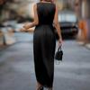 Elegant V-neck Sleeveless Slit Irregular Long Dress for Spring/Summer