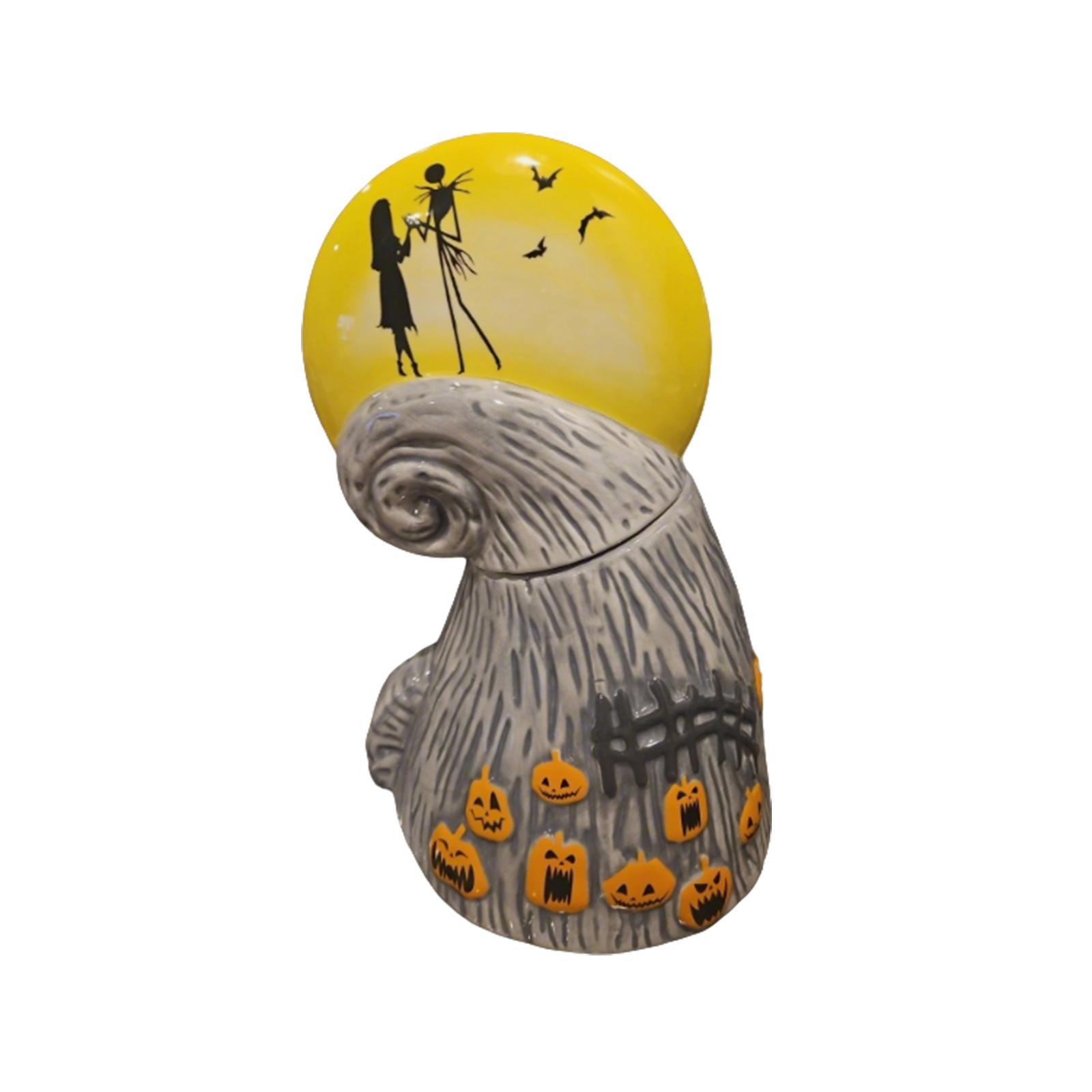 

Хэллоуинские украшения - Классическая сцена Хэллоуина банка для печенья - Редкое издание к Хэллоуину - 12,5 дюймов - Можно хранить закуски и т.д. One Size