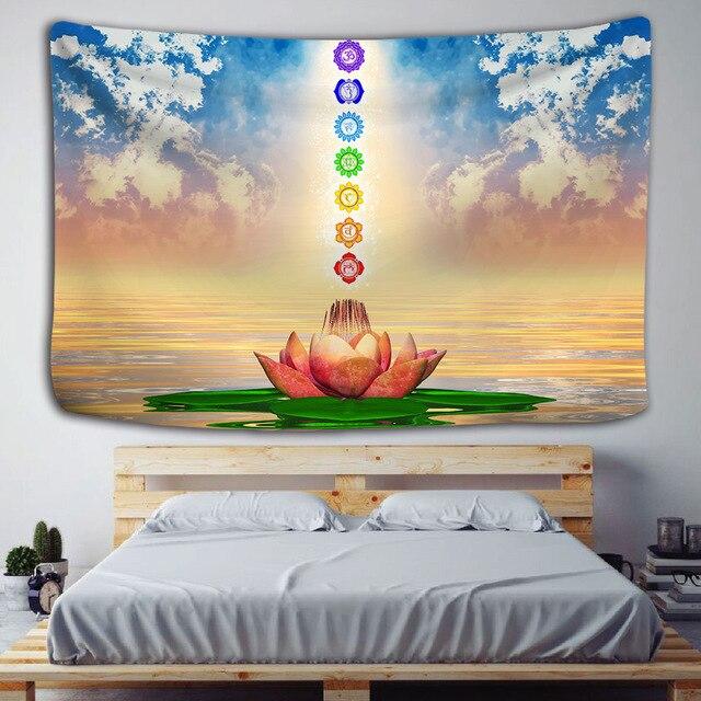Buy Indian Buddha Statue Meditation 7 Chakra Tapestry Wall Hanging ...