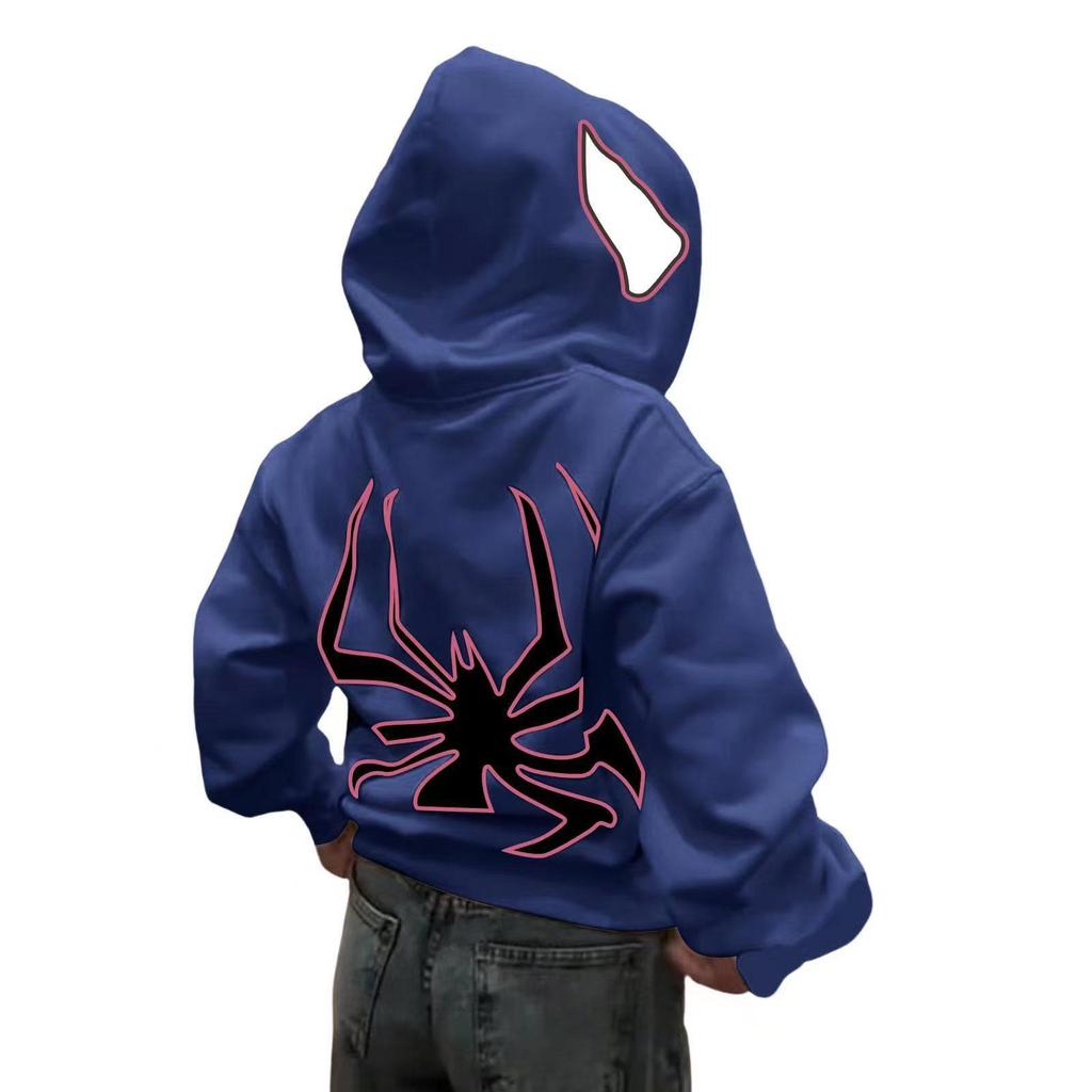 2023 Halloween Unisex Y2K Spider-Man Zip Hoodie - Loose Fit, Large Size for Couples