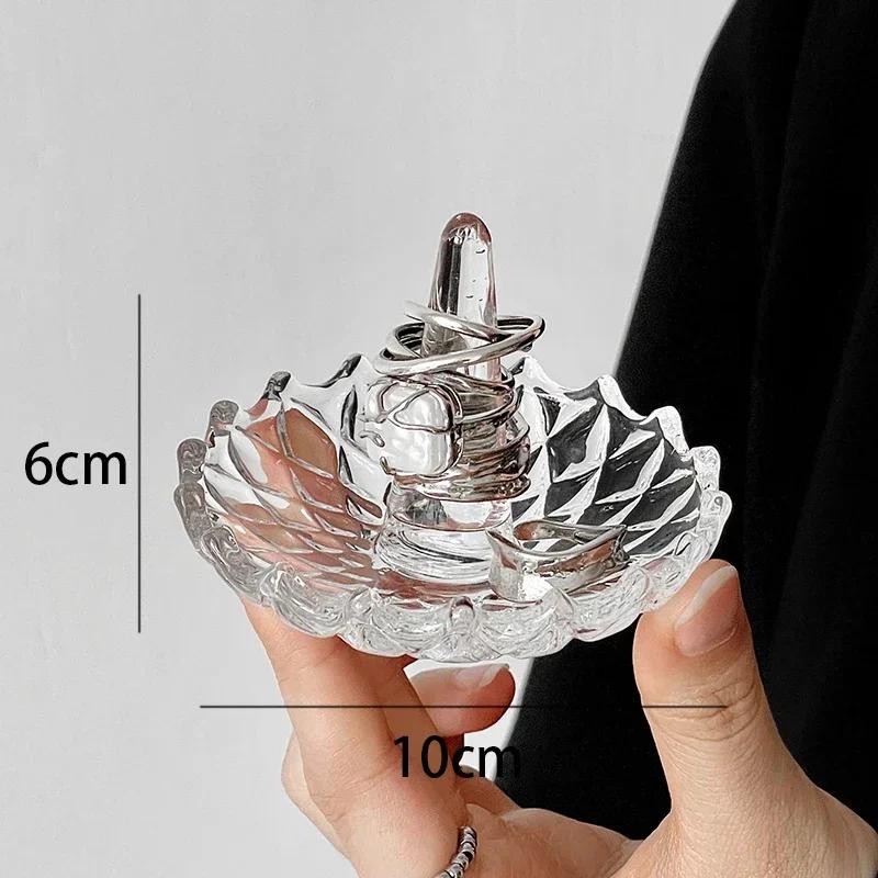 Creative Relief Glass Tray Light Luxury Dressing Table Jewelry Storage Trays Decorative Watch Plate Room Organization Tray