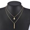 Necklace Geometric Strip Flash Diamond Round Double Necklace Women'S Fashion Diamond Collarbone Chain Necklace