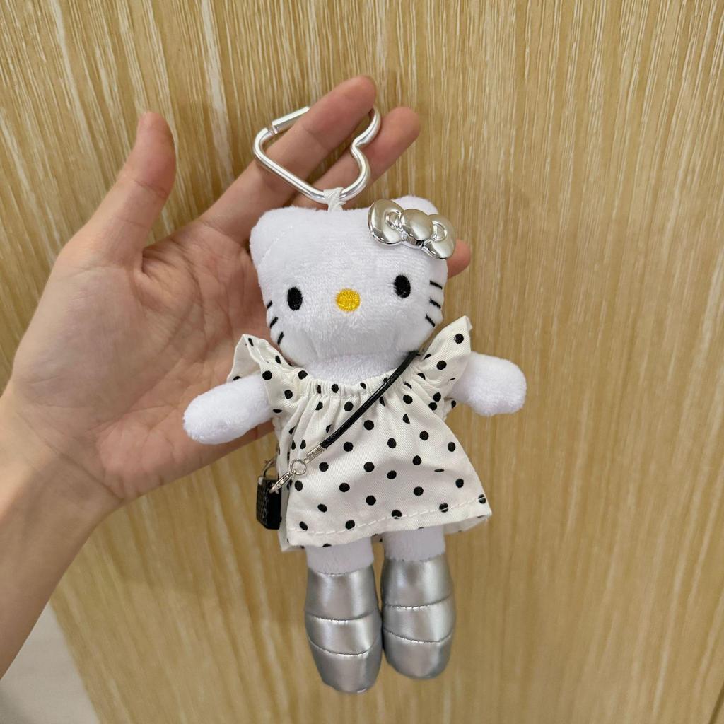 Cute Long-Legged Kitty Plush Pendant with Changeable Skirt - Ins Style Doll Keychain for Backpacks