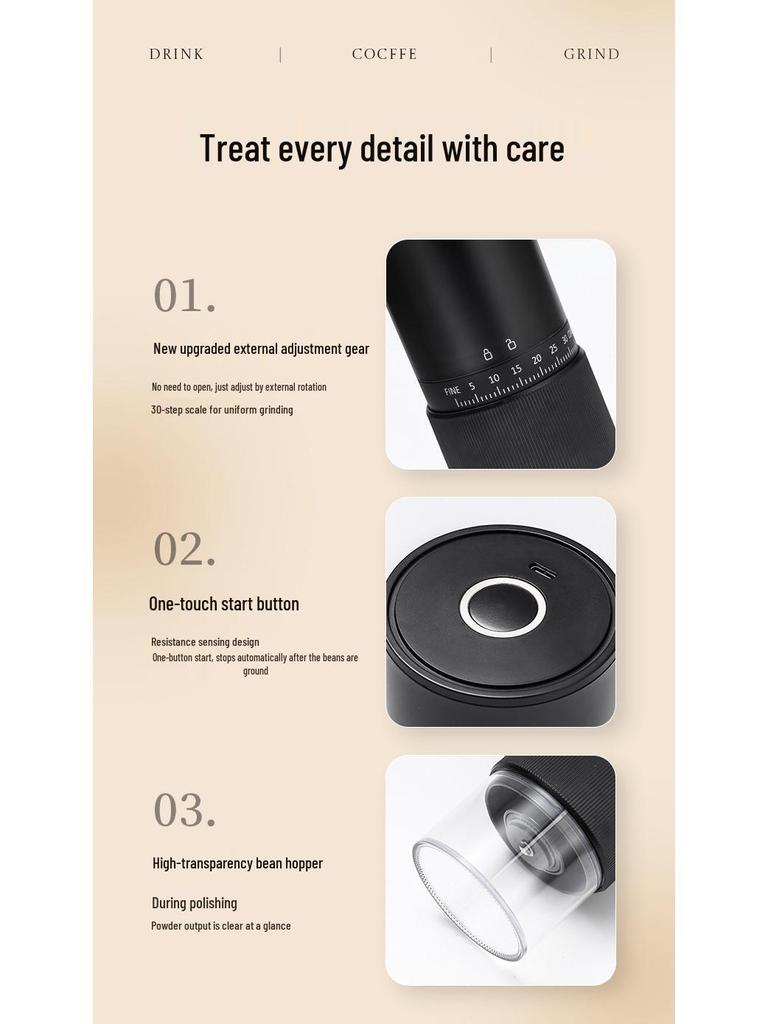 Portable Hand-Crank Electric Coffee Grinder and Maker