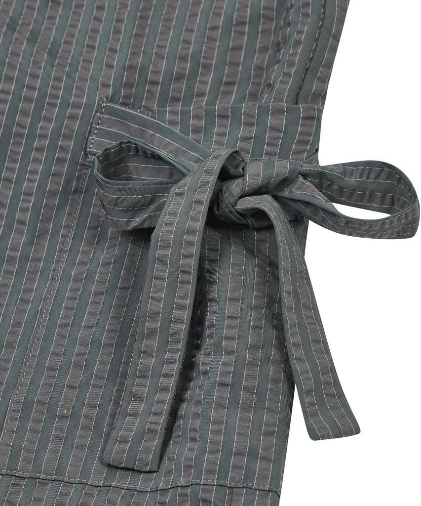 Taibseobiseu Ruffled Stripe Pocket Pants [Gray]