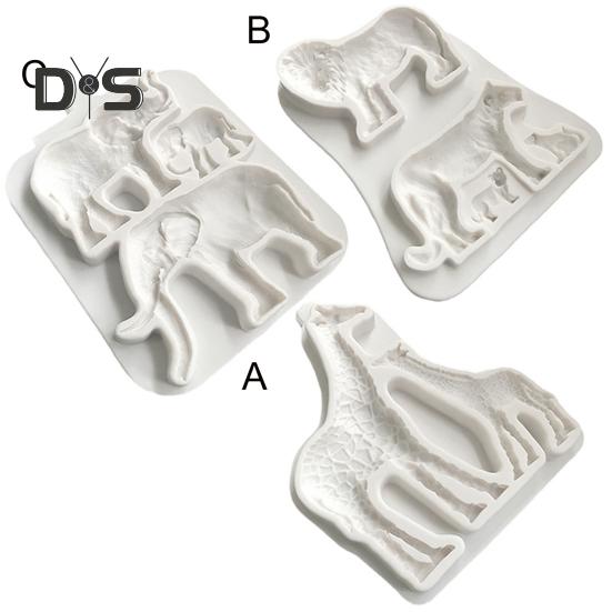 3 stilar Fondantform Flexibel Slitstark Elefant Lejon Giraffe Kexform