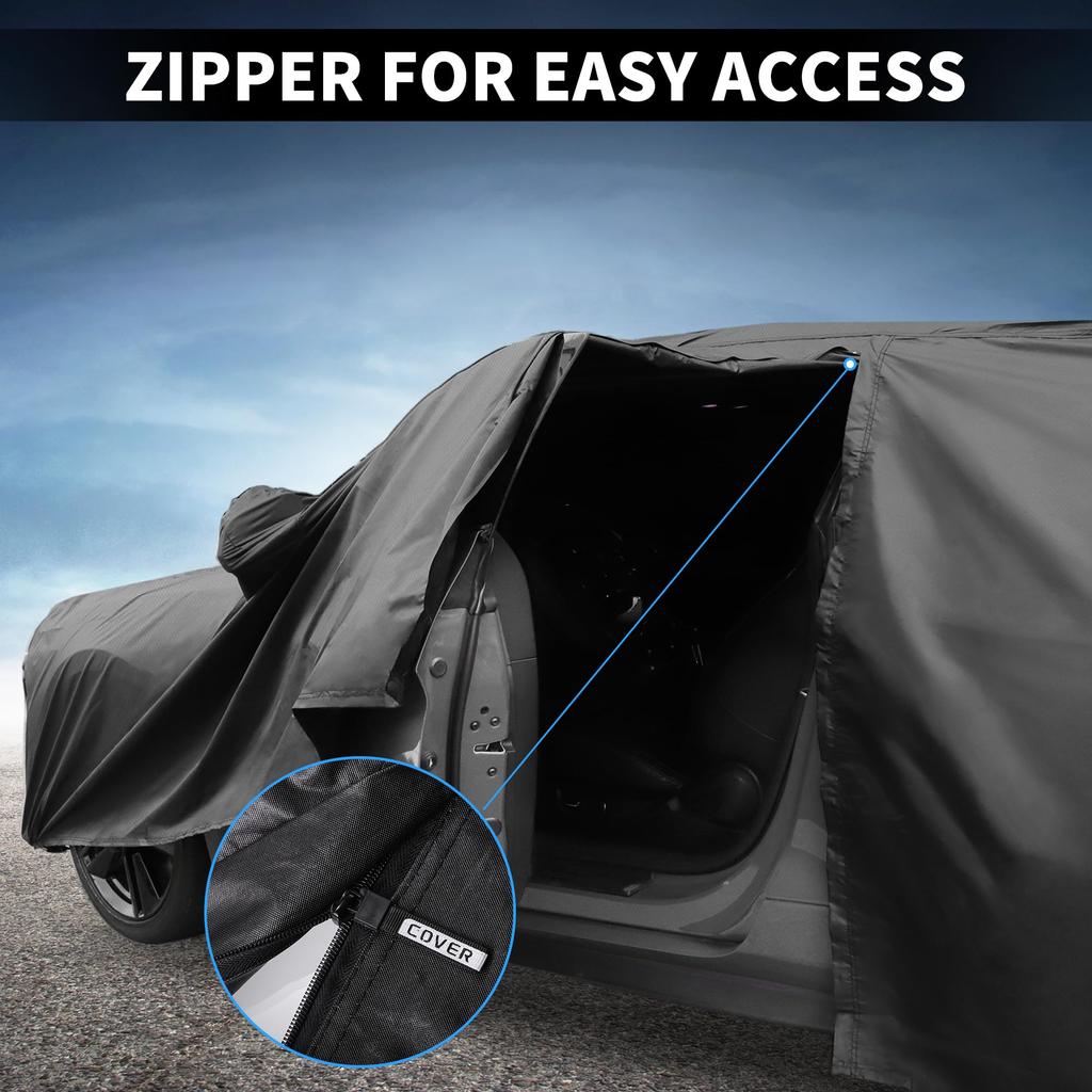 X AUTOHAUX Waterproof Aluminum Car Cover for Honda with Driver Door Body Car Increased Water Hail Sun Rainy Season Flame Strong and Yellow Sand Black