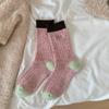 Korean Style Colorblock Thick Wool Blend Socks Women Warm Seamless Mid-Calf Crew Winter
