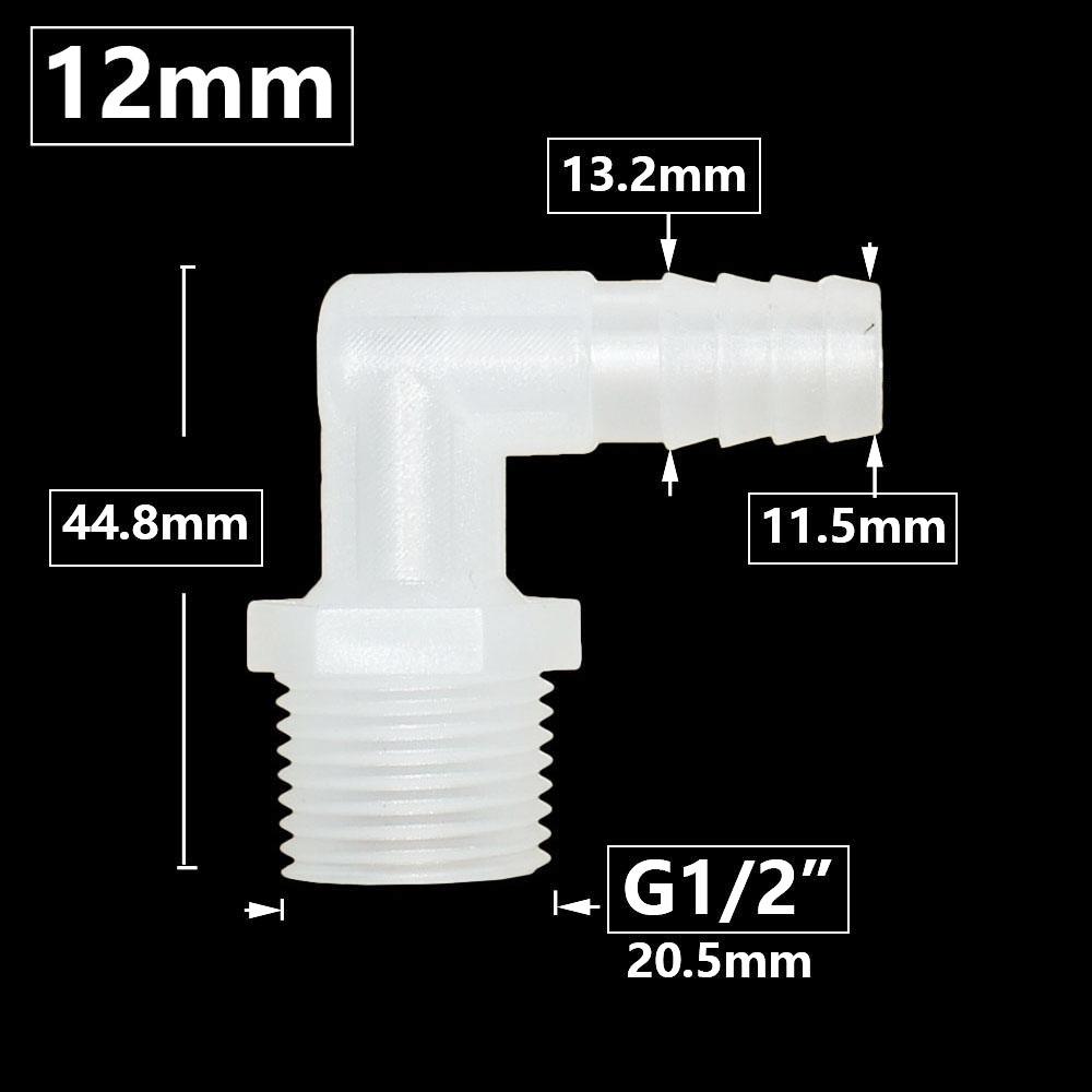 6/8/10/12/14/16/18/20mm Hose Elbow Connector To 1I2 3/4 Inch Male Thread 90 Degrees Barb Fittings Irrigation System Pipe Coupler