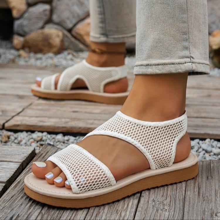 Summer Beach Sandals For Women With Mesh Upper And Rubber Sole For Casual Wear