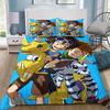 Digimon Cartoon 3D-Printed Bedding Set—Includes Duvet Cover and Pillowcases—Available for Single, Double, King, and Queen-Sized