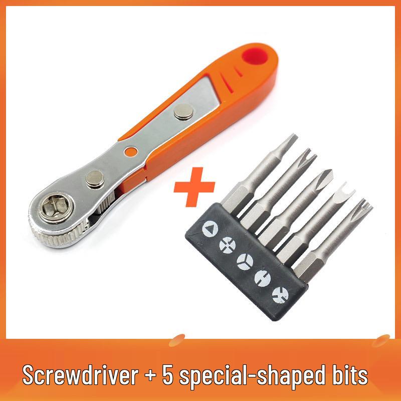 Compact 36-Tooth Ratchet Screwdriver for Tight Spaces with L-Shaped Bent Wrench