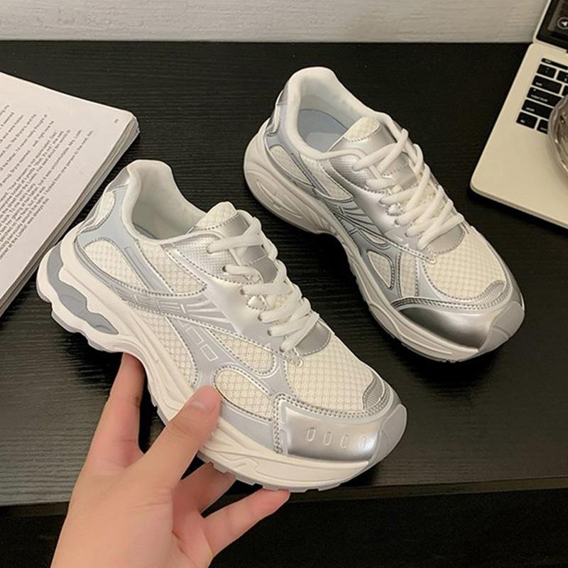 Fashion Spring Autumn Breathable Mesh Sneakers Women Mix Color Lace Up Sports Shoes Woman Wear Resistant Platform Casual Shoes Mujer