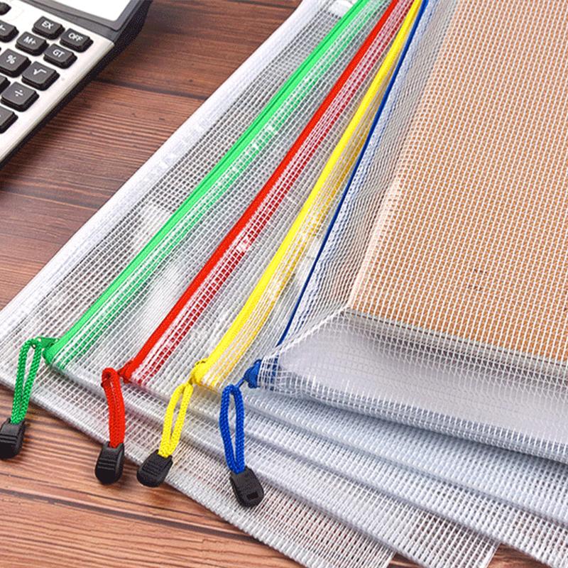 3pc Thickened Transparent Document Bag A4 Official Document Bag Mesh Zipper Bag, Large Capacity A4 File Bag, Waterproof File Bag