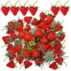 100 Pieces Fake Strawberries Fake Fruit Artificial Strawberry Kitchen Décor Plastic Strawberry Party Decorations Realistic Fake Food Lifelike for