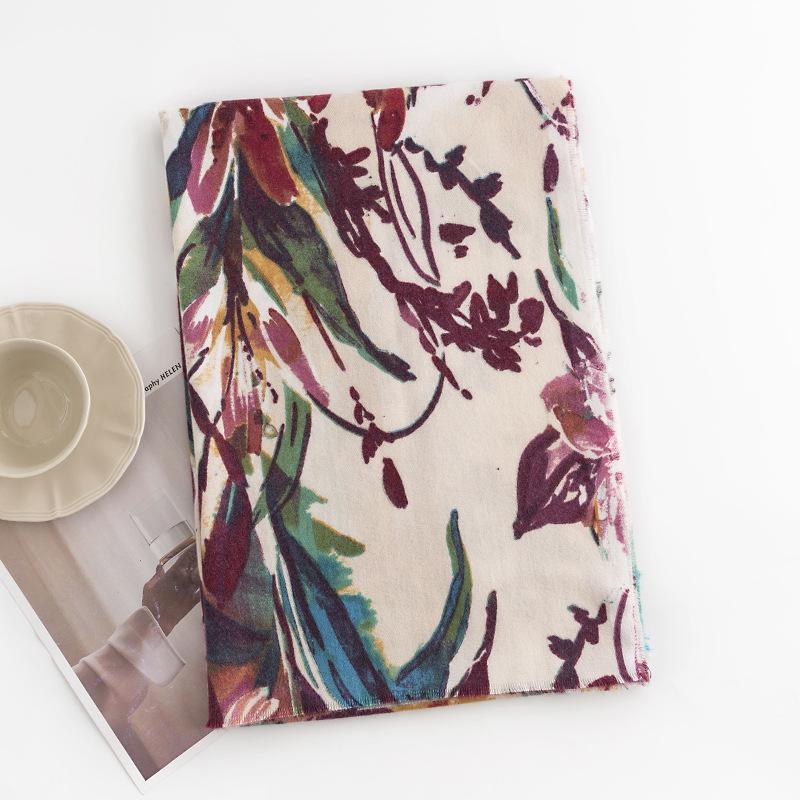 Winter Printed Scarf for Women Imitation Cashmere Warm and Cold  Proof Scarf Fresh and Sweet Shawl Korean Style Scarf