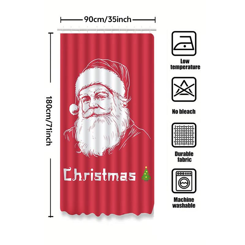 Tuniu Charming Christmas Santa Claus Bathroom Shower Curtain Festive Holiday Decor Fun Cute Holiday Decor Waterproof Fabric For