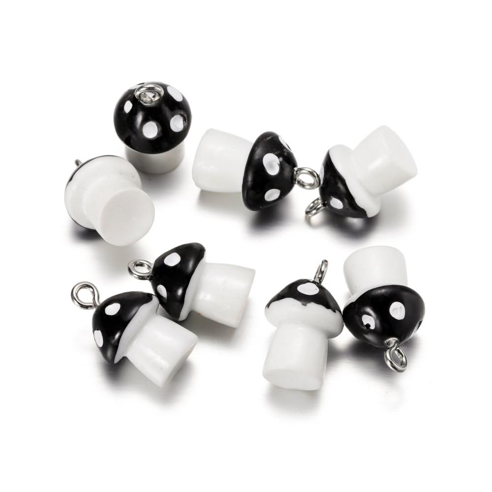 10Pcs/Lot 11x18mm Mushroom Pendants Charms DIY Findings Keychain Bracelets Pendant for Necklace Jewelry Making Accessories