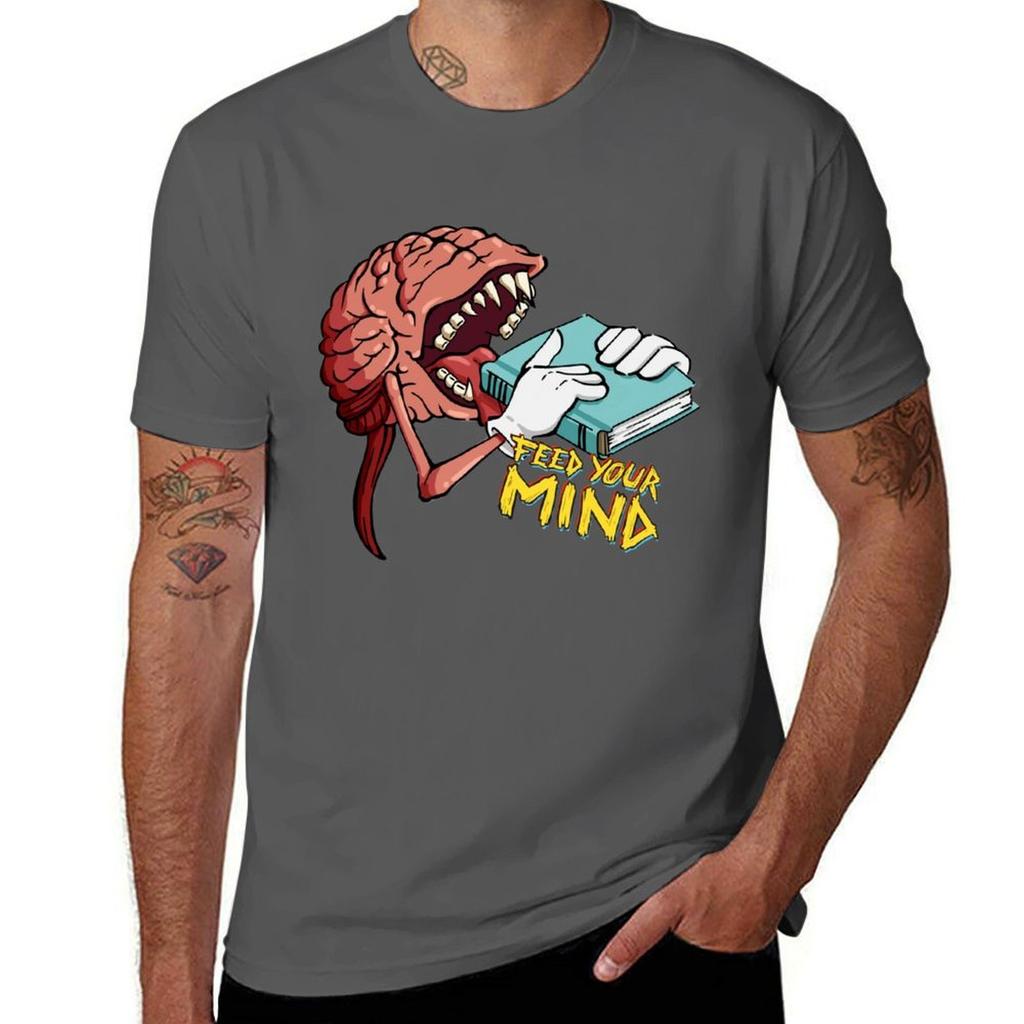 Feed your mind TShirt Active Sports Short Sleeve Cotton Shirt