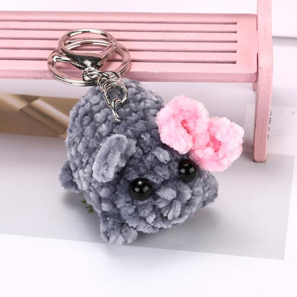 Lovely Squeaky Hamster Keychain with Violin Sound Sturdy Handknittes Plush Toy Charm for Bag and Car Decoration