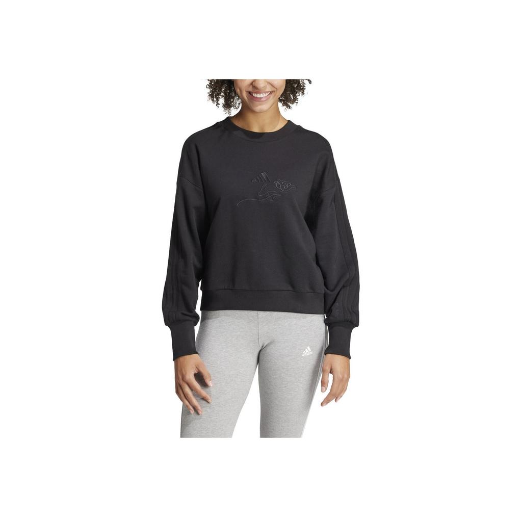 Adidas Casual Round Neck Long Sleeve Pullover Sweatshirt Women Sweatshirt Black JI9100