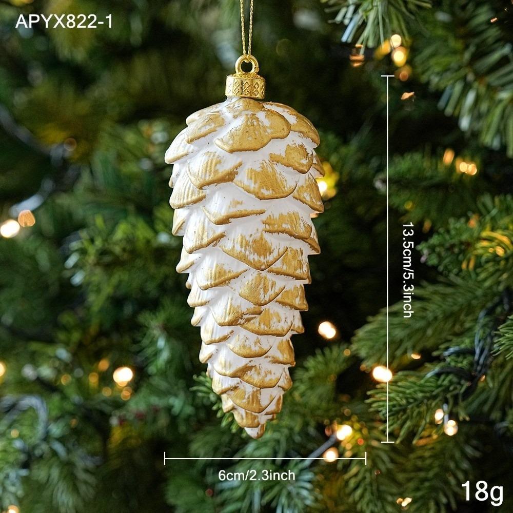 Frosted Look Pine Cone Ornament Metallic Tone Xmas Hanging Decoration  Seasonal Arrangement