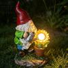 Creative Gnome Garden Statue Solar Sunflower with LED Lights, Waterproof Resin Figurine Exquisite Courtyard Accessories for Outdoor Patio Yard