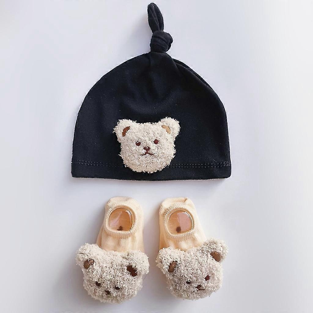 Winddichtes Baby-Mützen- und Socken-Set Für Babys Niedliche Bären-Baby-Mütze