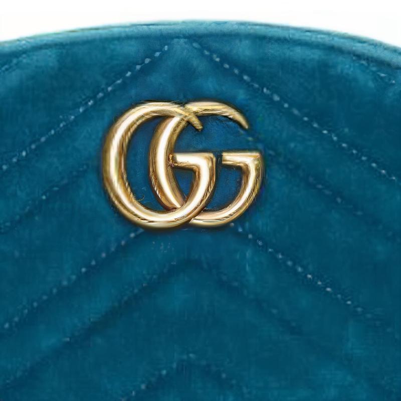 Gucci GG Marmont Marmont Gold Label Logo Gesteppte Samt Brusttasche Hüfttasche Damen Blau Grün