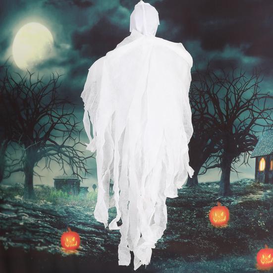 Halloween Hengende Skalle Spøkelse Skummel Grim Reaper Skjelettdekorasjon for Utegård Veranda Spøkelseshus Festdekor