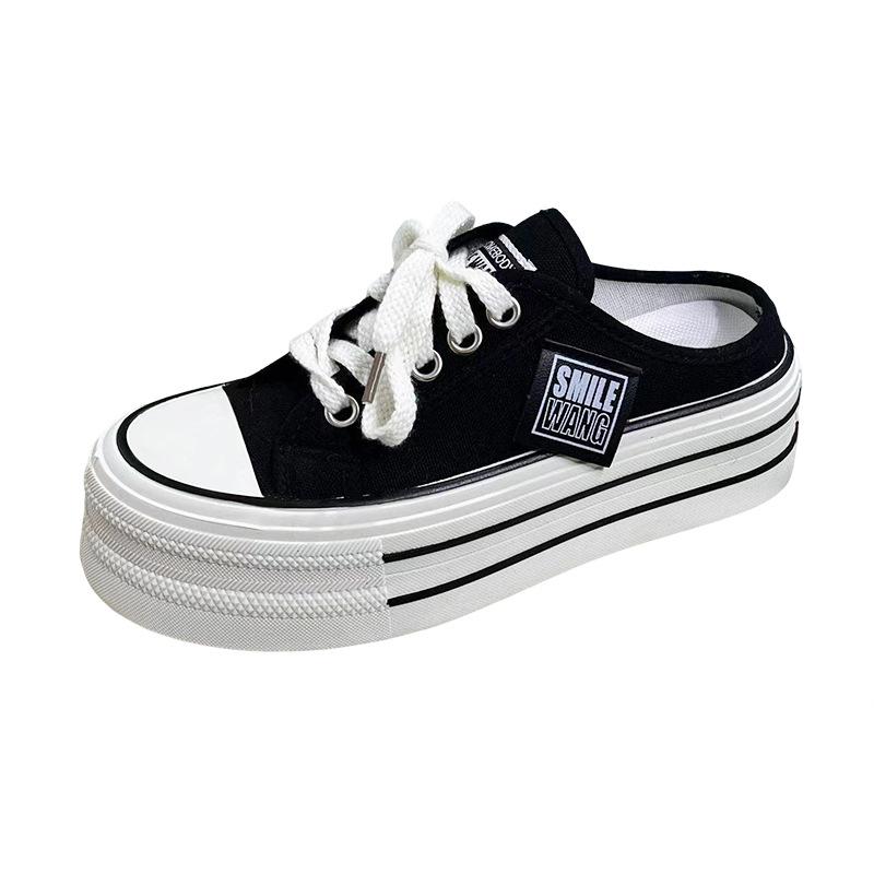 Summer new thick-soled heightening slippers female lazy one-pedal trend half-drag fashion casual espadrilles