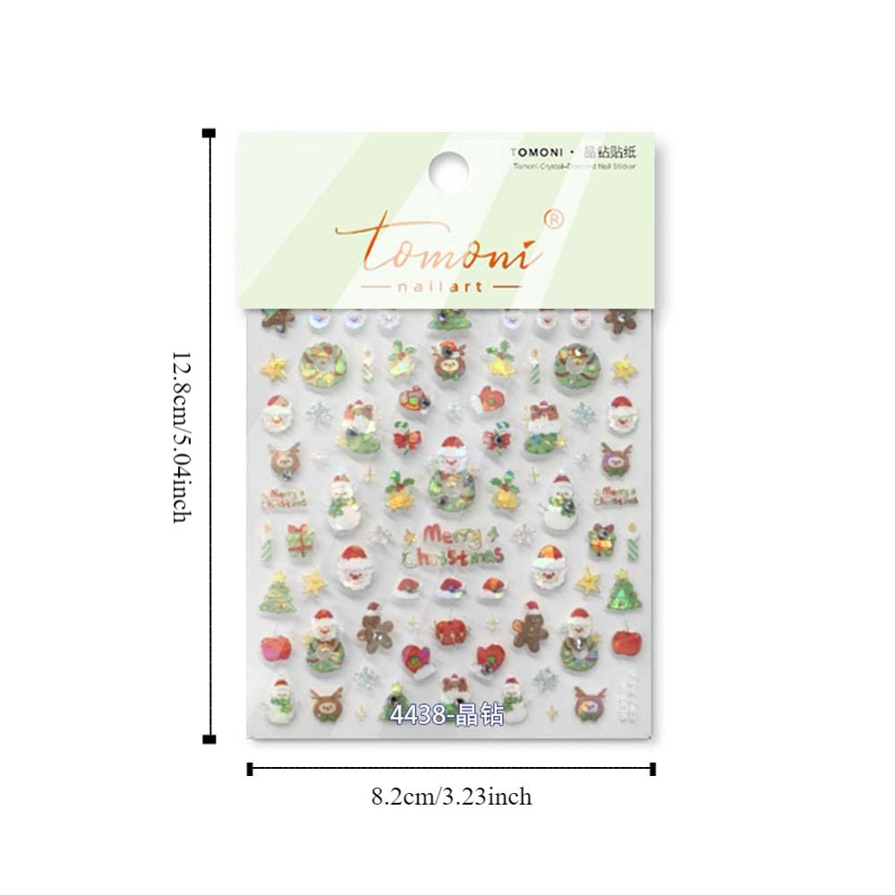 Nail Accessories Christmas Diamond Nail Stickers 5D Diamond Pearl Christmas Tree Christmas Nail Decals Bowknot Snowflake