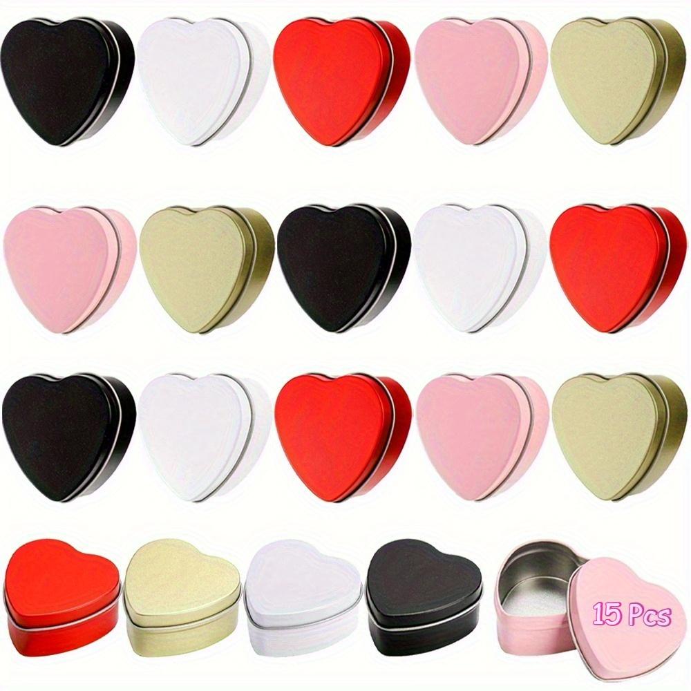 

15pcs Heart-Shaped Metal Tin Box Kit with Lids Candies Jewelry Gift Tin Cans Storage Organizer Valentine Wedding Christmas Decor