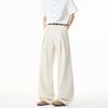 Summer thin imitation linen casual pants Japanese retro pleated loose wide-leg pants old money wind cleanfit trousers