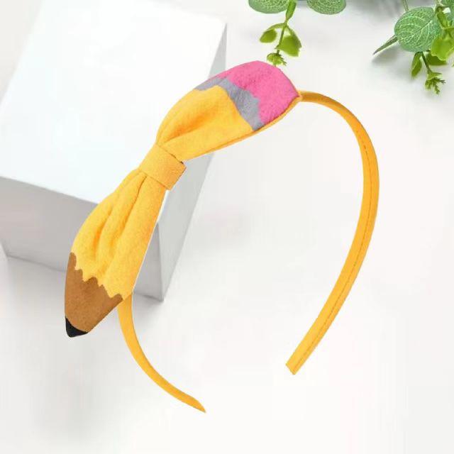 

Adorable Pencil-Style Headbands for Girls:Cartoon Pencil Shaped Bow Decor,Back to School Hair Accessories Suitable for 15+ Years