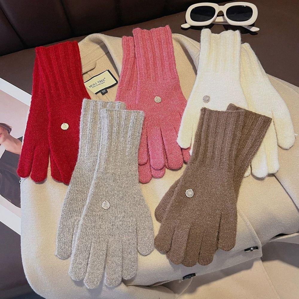 Riding Gloves Keep Warm Full Finger Mittens Wool Knitting Gloves  Autumn and Winter