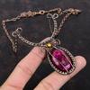 Faceted Kashmir Ruby Gemstone Necklace Copper Wire Wrapped Jewelry Adjustable Necklace Handmade Copper Wire Wrapped Necklace Engagement Gift